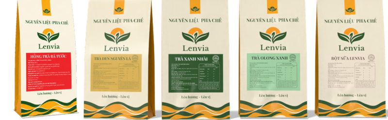 Bộ sản phẩm trà và bột pha chế Lenvia - có Hồng trà bá tước